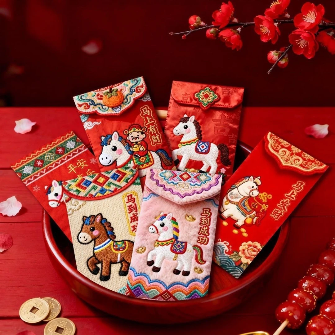 2026马年立体打印小马仿真刺绣春节红包高颜值利是封压岁包③MI
