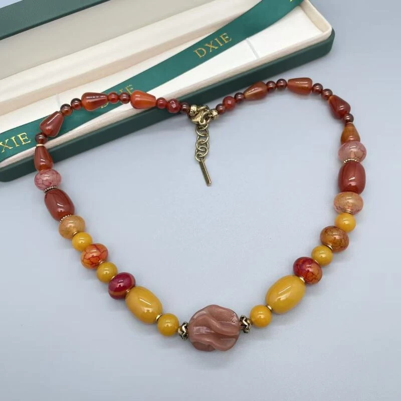 非金属仿珍珠项链 DXIE铜合金项链欧洲手工设计精致复古NP645