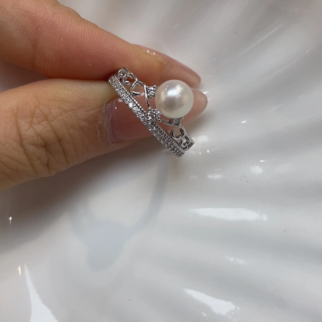 海水珍珠戒指银S925镶嵌