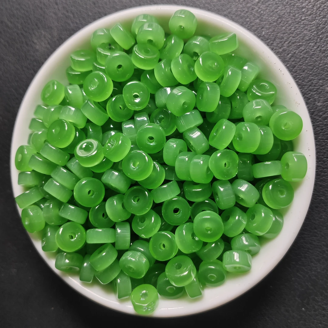 【散珠批发】W3024苹果绿直切算盘6*3MM*50颗