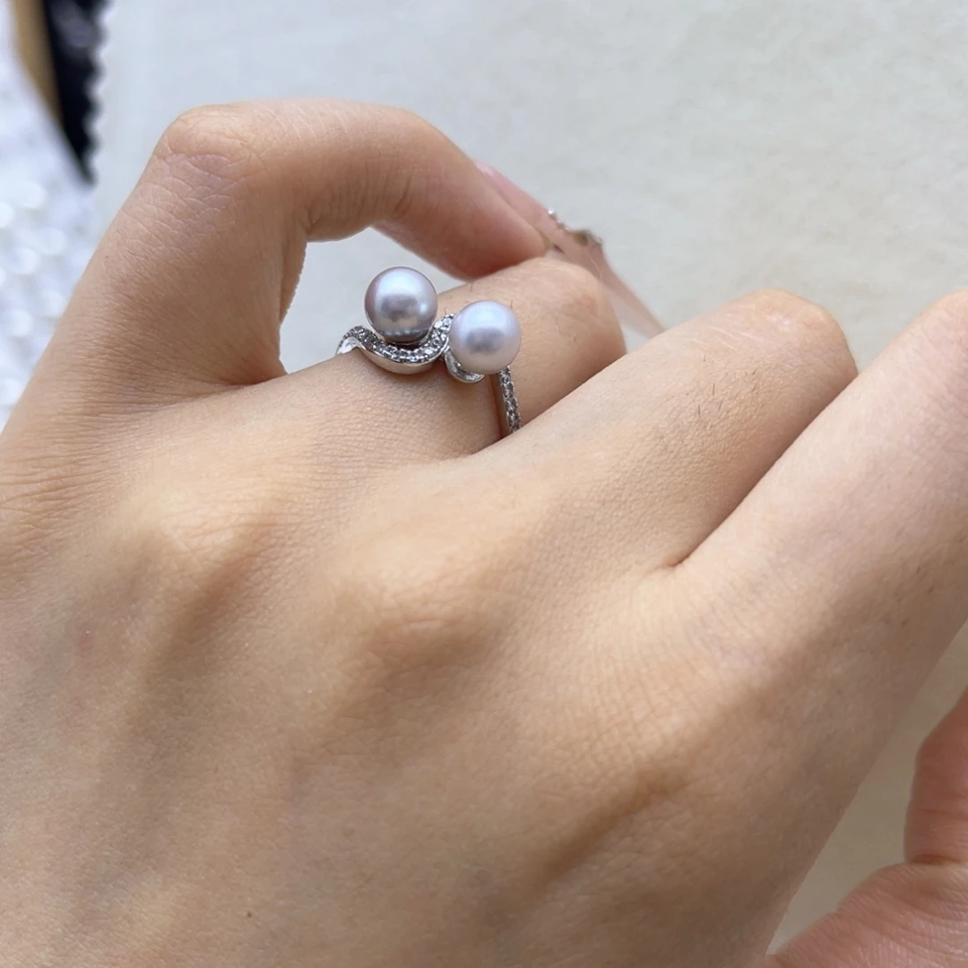 戒指银S925镶嵌海水珍珠
