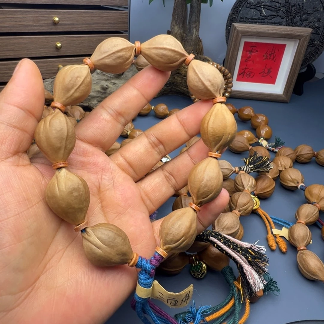 敦***蟹橄榄核手串梅林铁核三面佛 16×24 素串