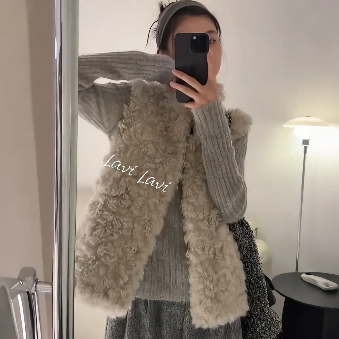 La Chapelle/拉夏贝尔秋冬款阔腿裤外套马甲一整套冬慵懒风休闲胖