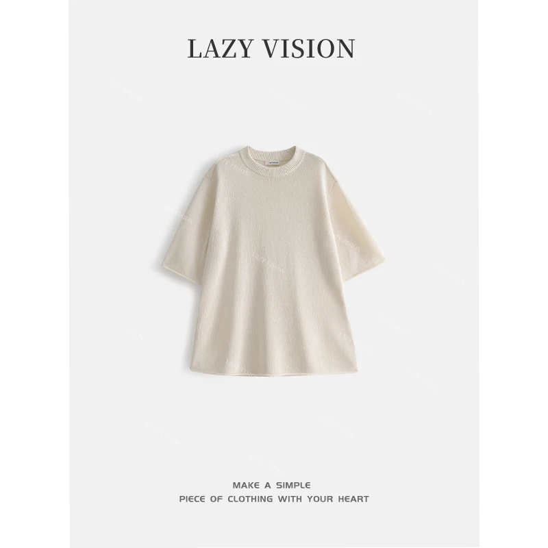 LAZYVISION+亚麻圆领短袖针织衫ZMD-29819