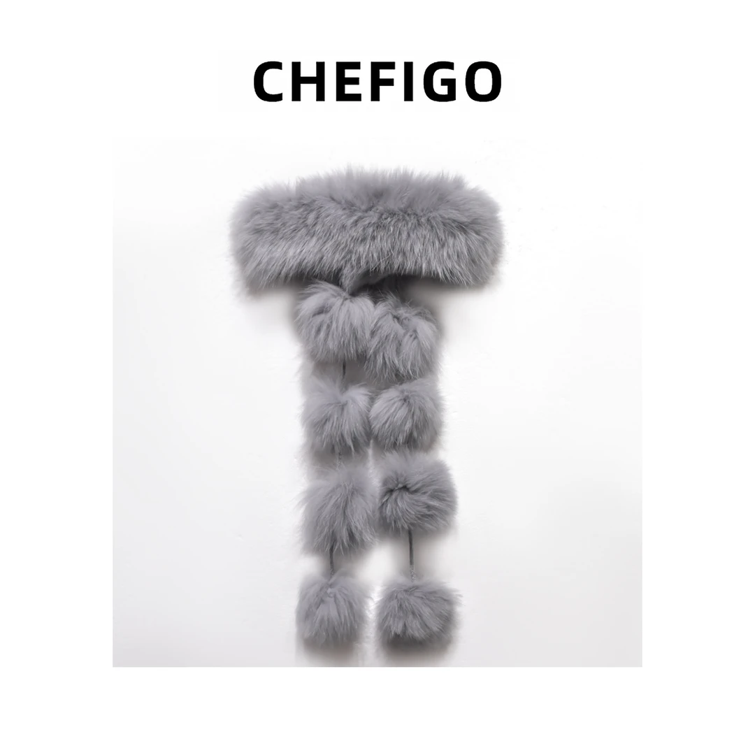 CHEFIGO狐狸毛烟花球围脖