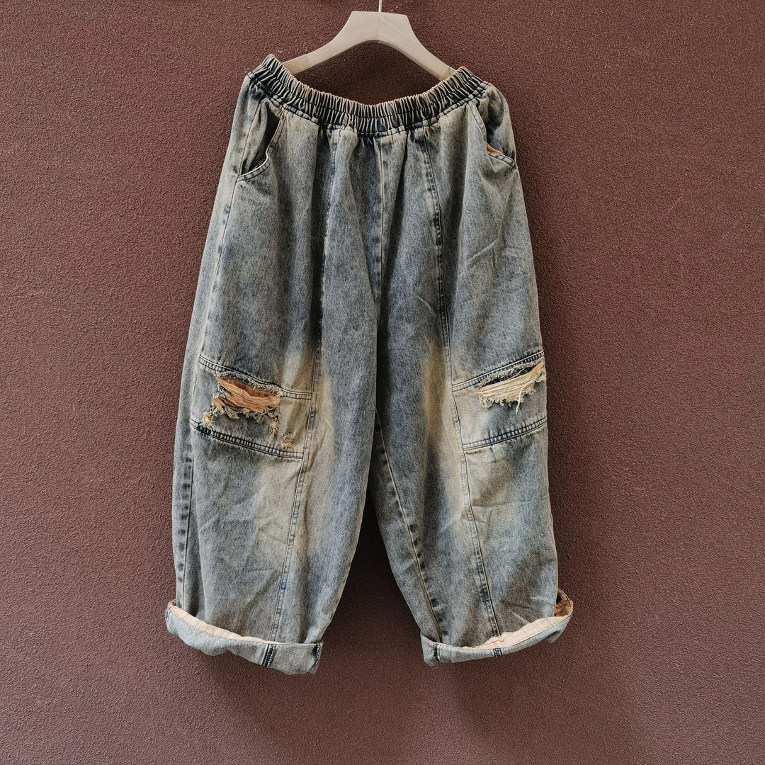 425休闲牛仔裤90.138磨破