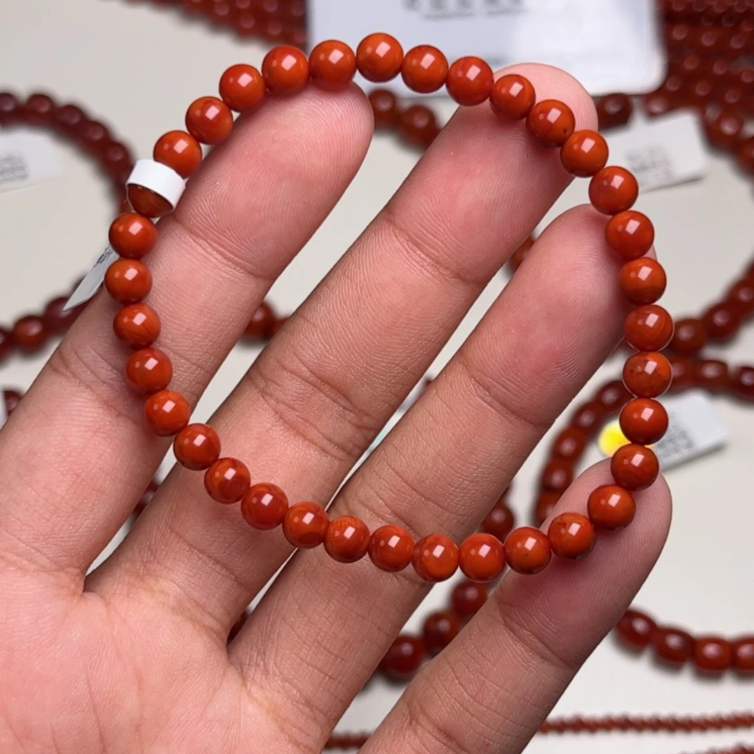 手串未镶嵌南红玛瑙原矿全品瓦西料满色肉柿子锦红5m+
