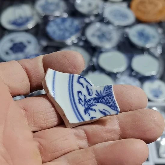 瓷片青花影青杯垫学习标本