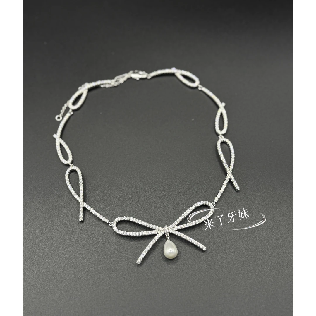 合金项链 满锆大蝴蝶结项链XL319时尚经典百搭轻奢复古镶嵌