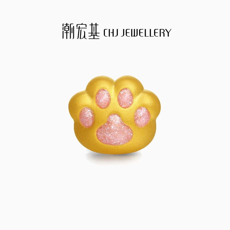 【潮宏基】猫福珊迪黄金鲨鱼猫串珠猫爪转运珠@3042
