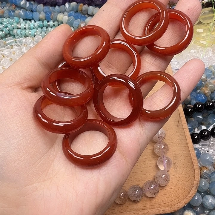 水晶珠宝半成品未镶嵌卡18内径红玛跑环（2颗）