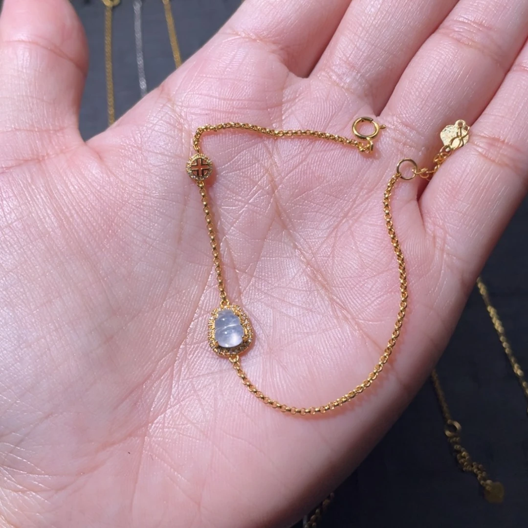 【闪购商品】翡翠手链18K金镶嵌手链