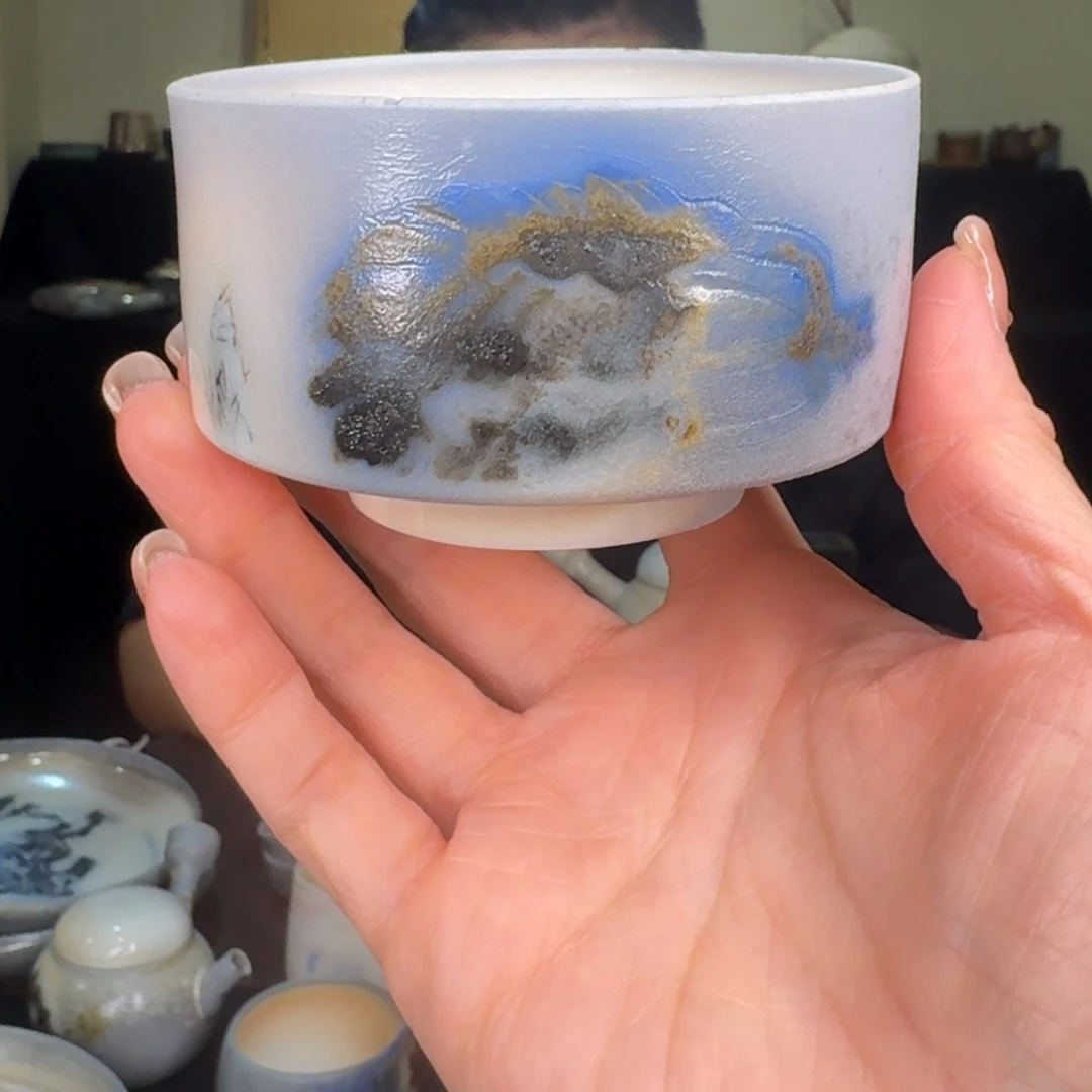 青花柴烧裸烧主人杯