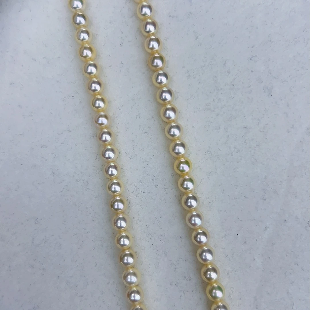 海水珍珠海水akoya羽皇金满珠链6-7mm银S925镶嵌