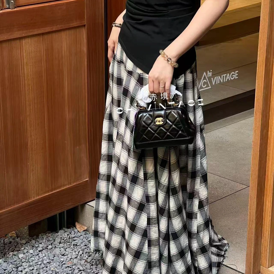 99新 Chanel/香奈儿 3862 24A黑金油蜡羊皮医生包手提斜挎包芯片