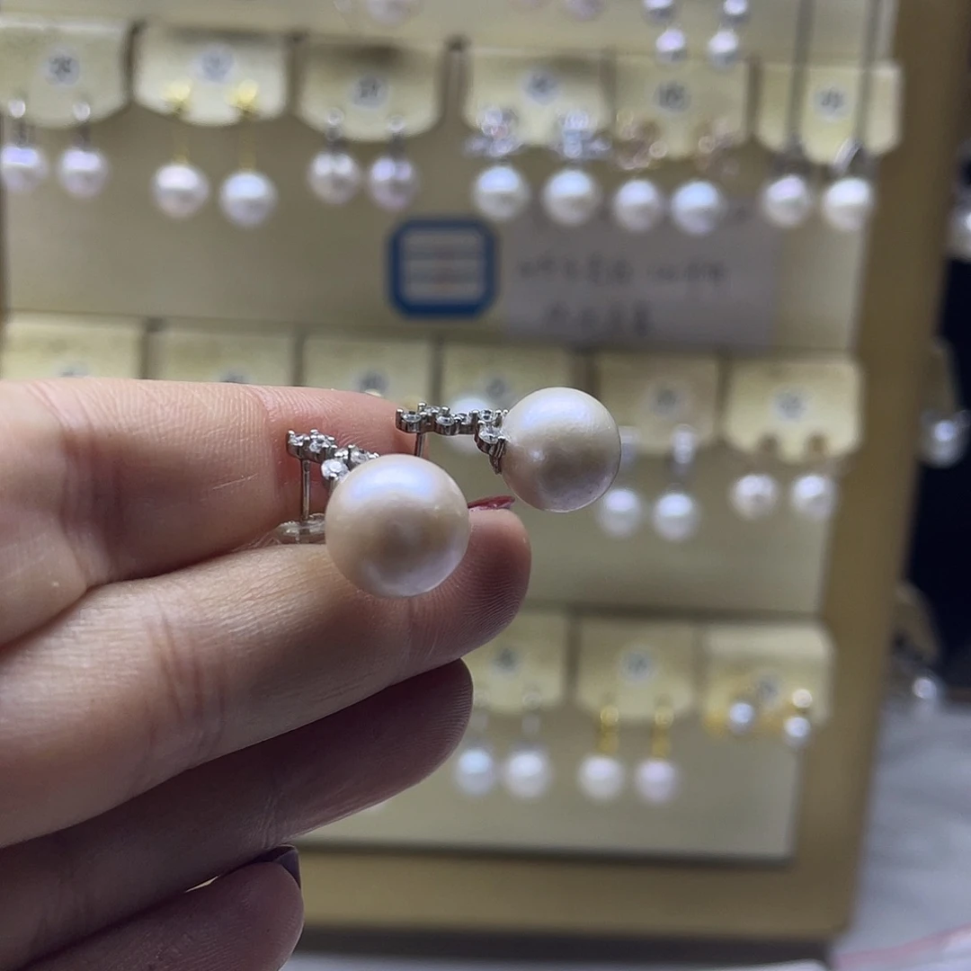 淡水珍珠耳饰银S925镶嵌