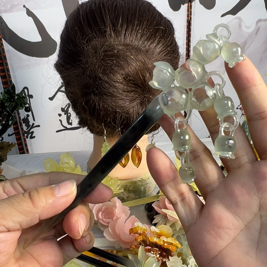 蛇纹石玉未镶嵌发饰
