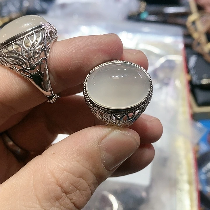 玛瑙/玉髓戒指钛钢61号