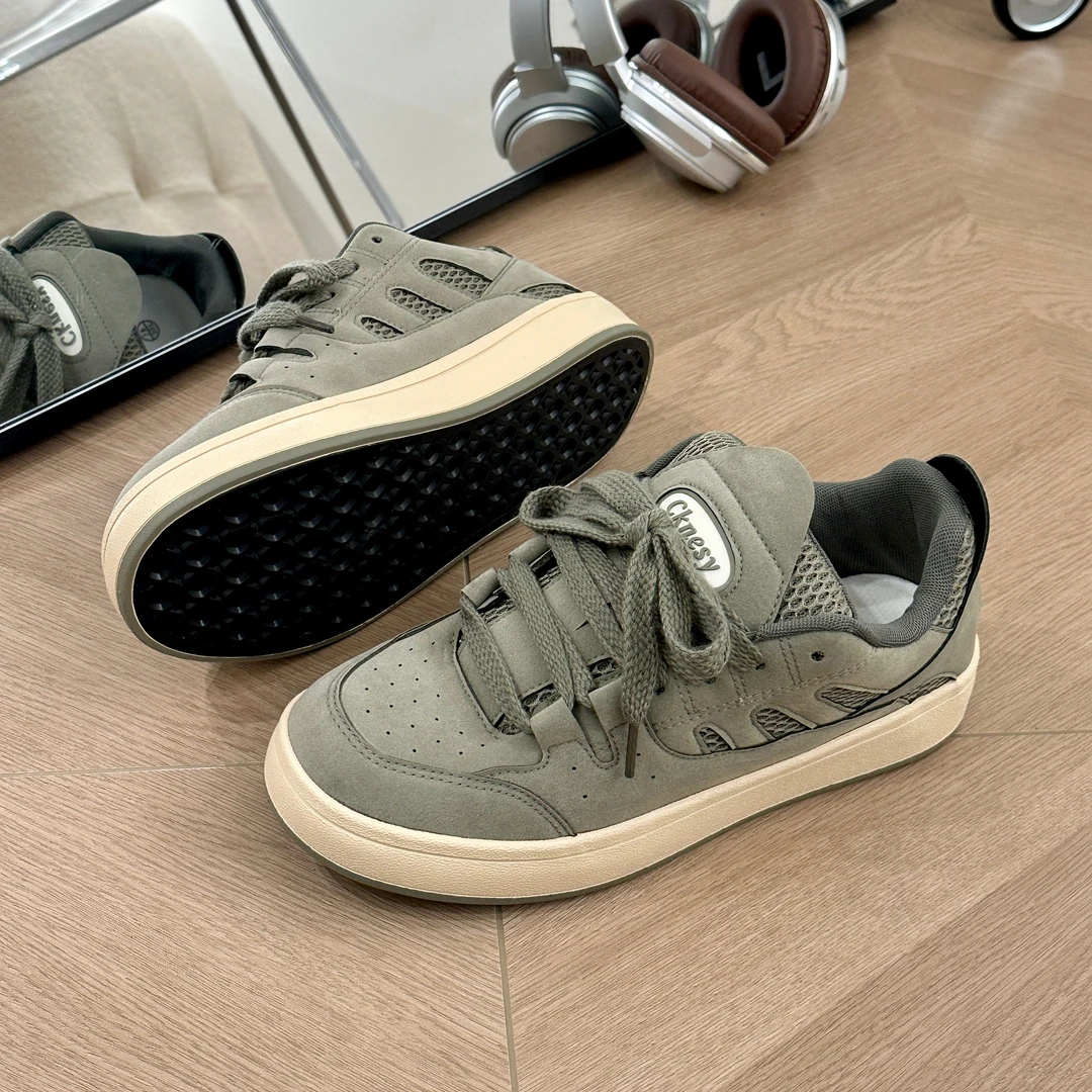 原创设计美式面包男鞋2025新款小众休闲潮鞋百搭痞帅美拉德板鞋男