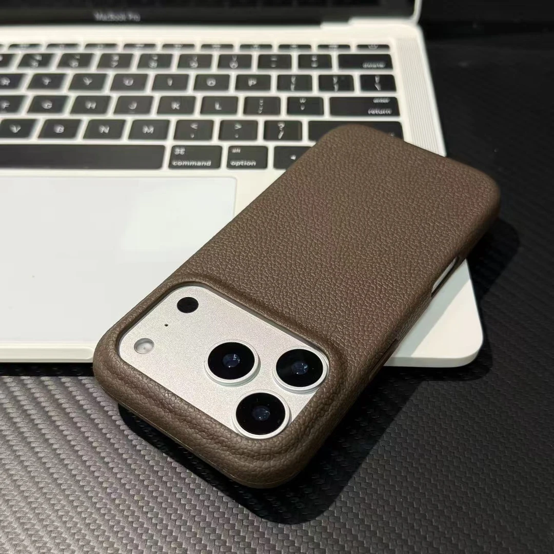 雅天立多巴胺纯色荔枝纹适用苹果16/17手机壳15promax防摔14/13女