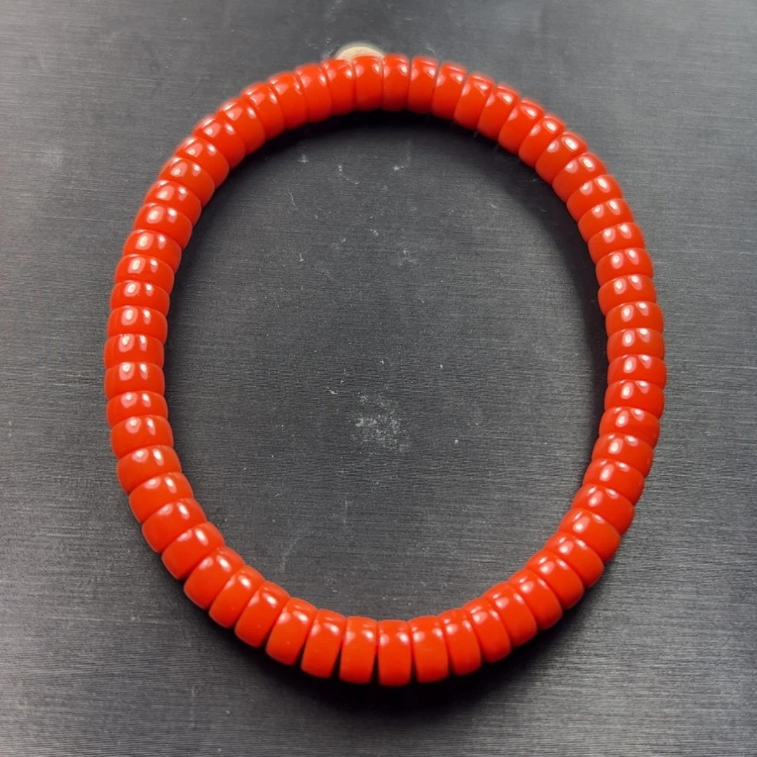 南红玛瑙未镶嵌药片手串东山大水沟柿子红卡6m药片手串