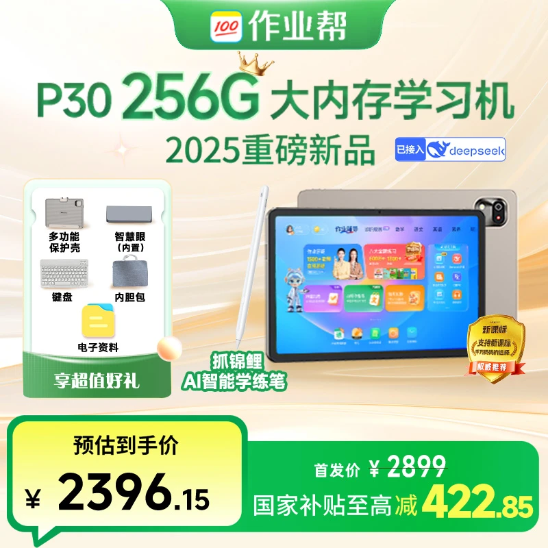 【政府补贴15%】【AI学习机】作业帮学习机P30 256G 学习学练二合一 B