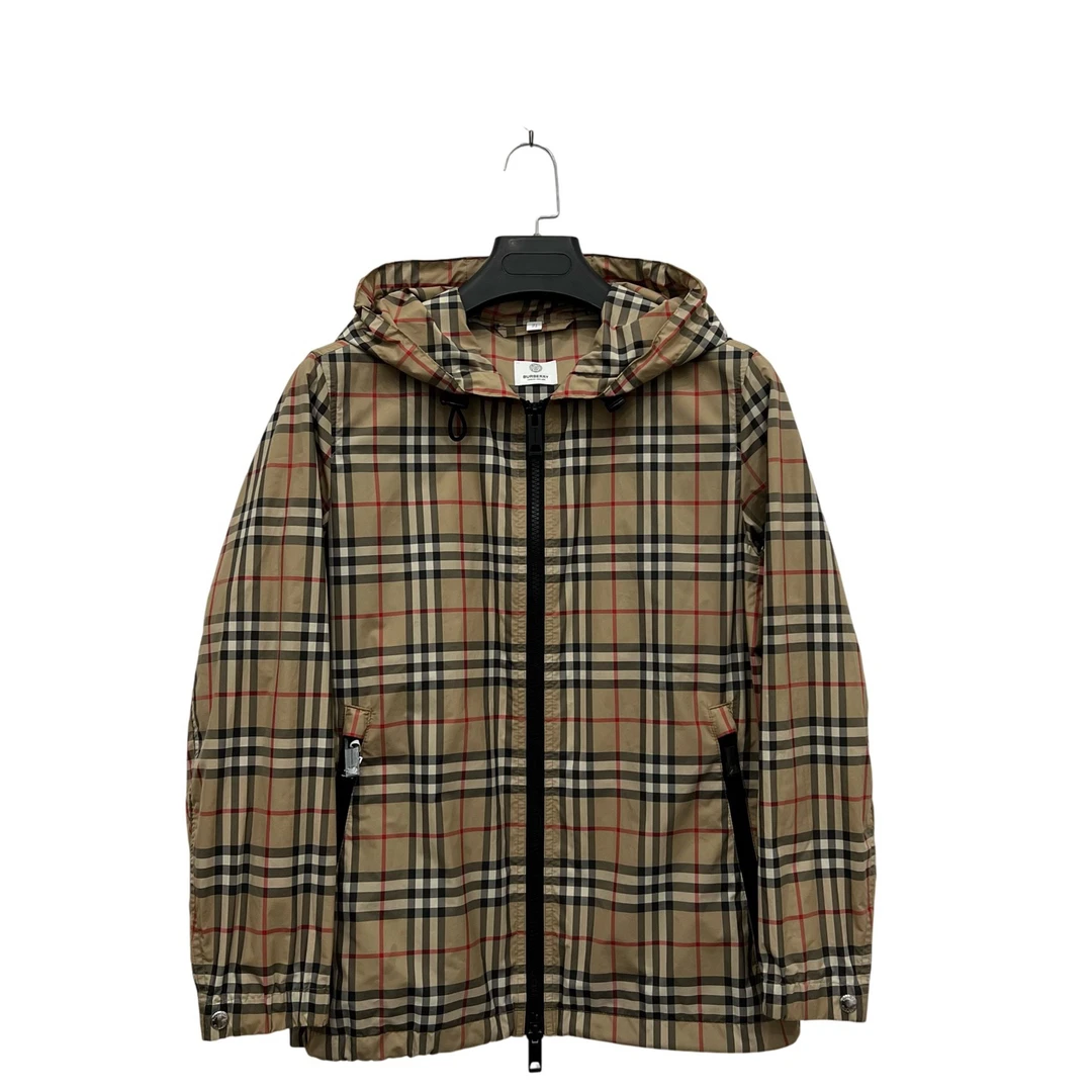 99新 BURBERRY/博柏利 棕色格纹冲锋衣 6码/98新/公价8800