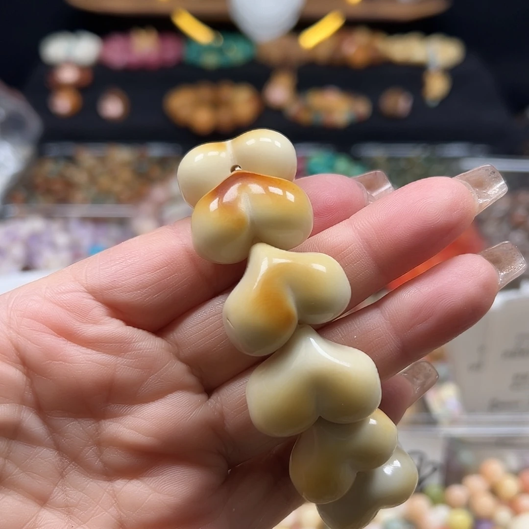 手串菩提根/象牙果瑕疵炭烧爱心12颗有裂