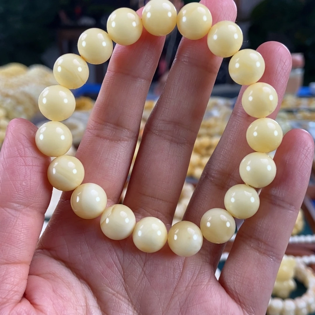 琥珀未镶嵌珠宝奇石11浓蜡圆珠14.38