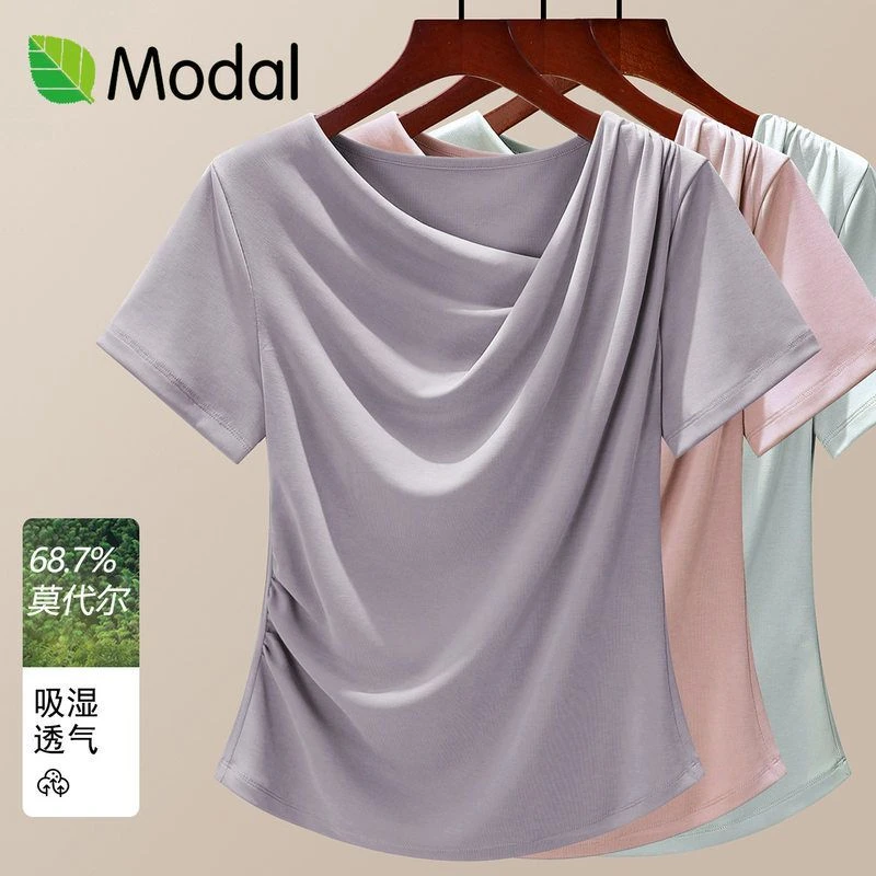 短款设计感小众正肩短袖T恤女2025新款夏季修身显瘦上衣高级感