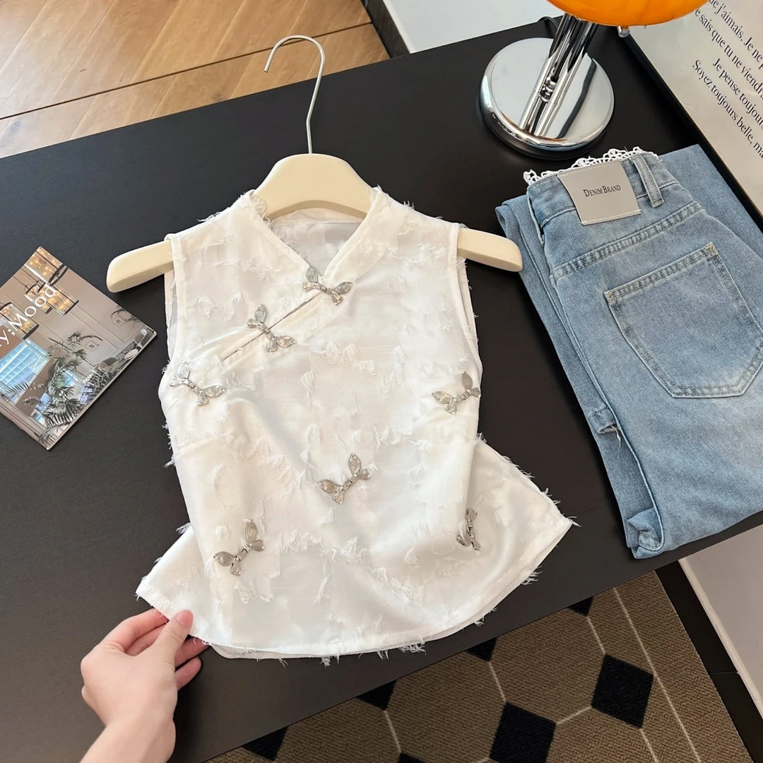 千金风新中式无袖衬衫上衣夏季时髦高级感国风改良百搭背心小衫女