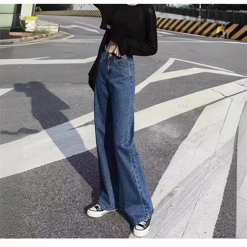 2025夏季新款牛仔裤女洋气高腰显瘦直筒宽松阔腿裤垂感拖地裤潮