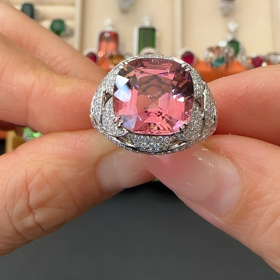 戒指碧玺18K金镶嵌7.13ct