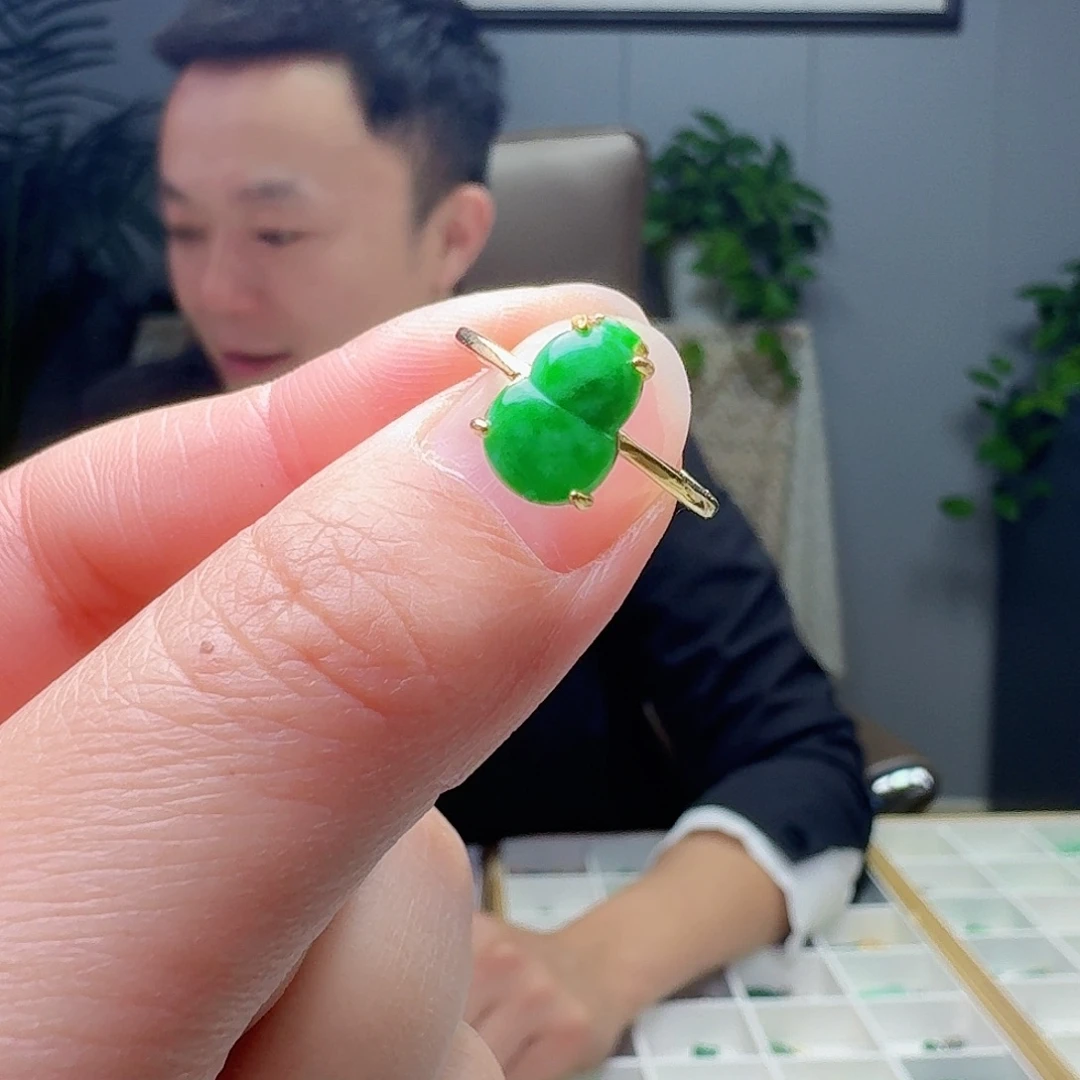 翡翠银S925镶嵌戒指天然