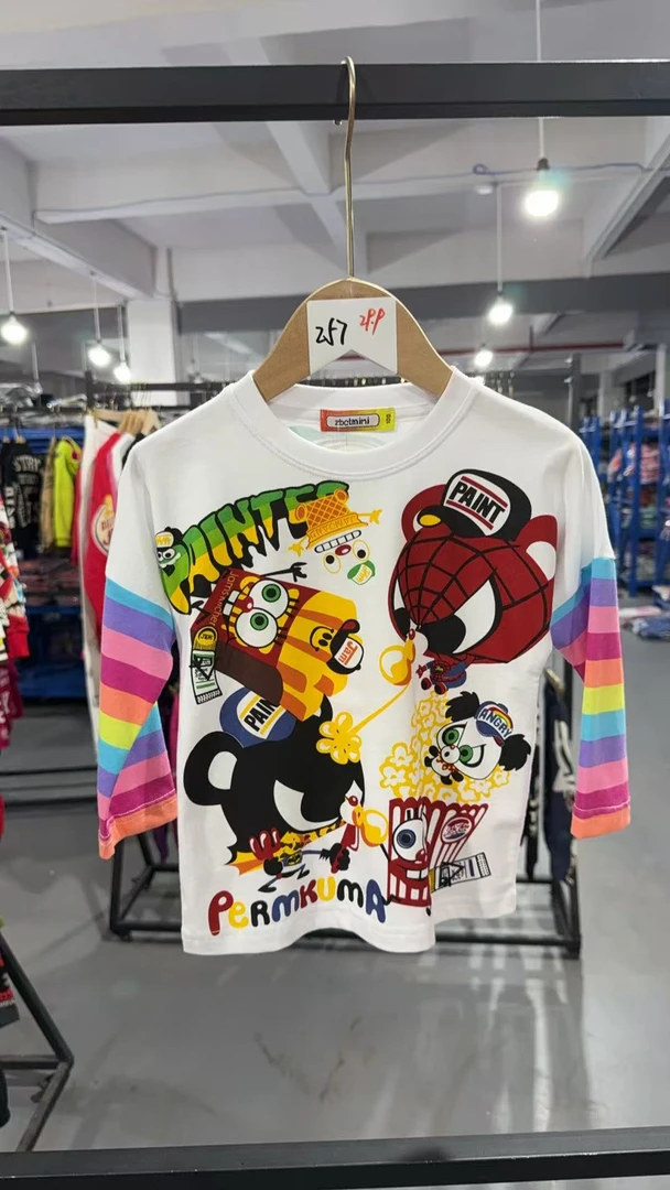 257 舌头怪物假两件长袖白 亲子装