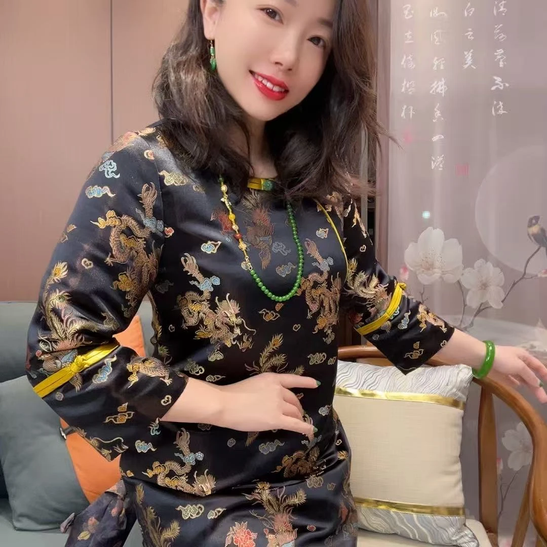 【美依之源】中长版旗袍龙凤呈祥挂里子上衣