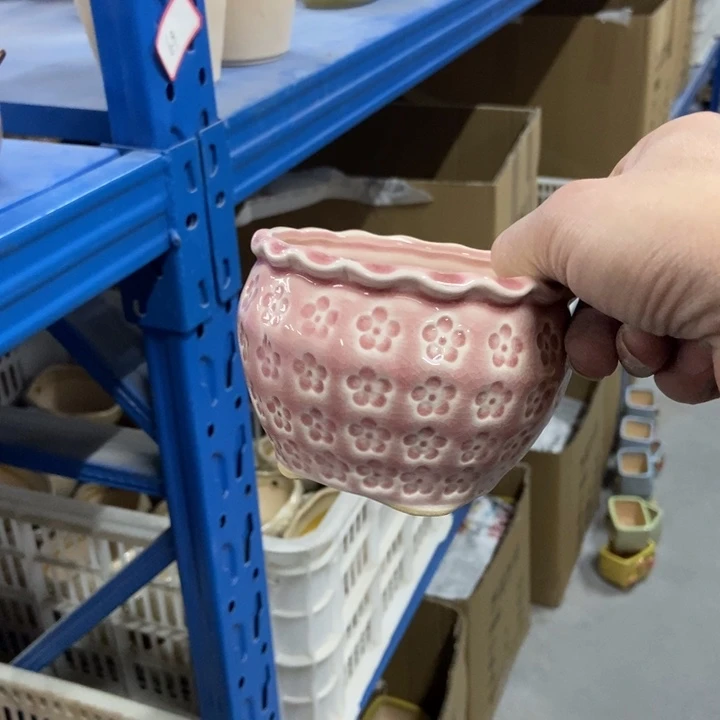 陶瓷花盆单场满9.9发9.5*7浅粉