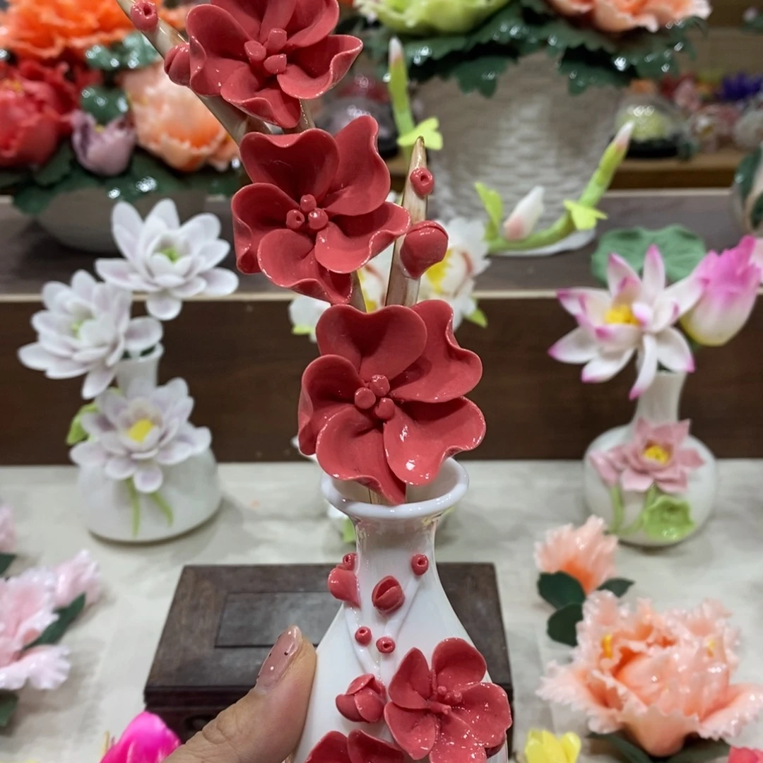 瓷片陶瓷手工花摆件