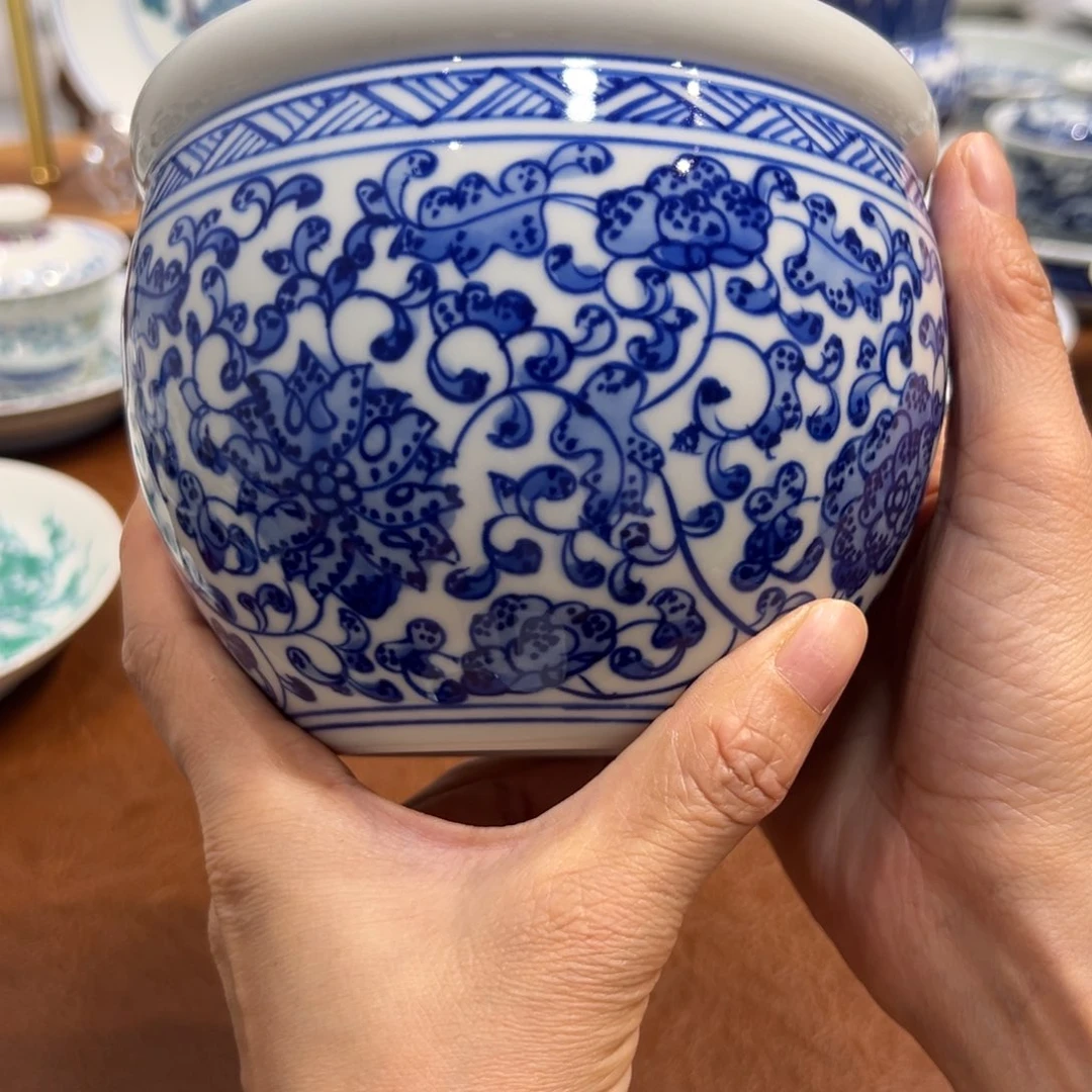水洗青花缠枝纹水洗纯手工