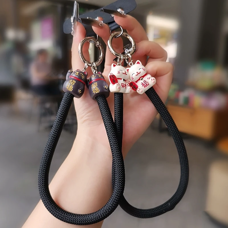 复古国风纳福招财猫手机挂绳创意短款手提绳结实耐用防丢绳手机绳