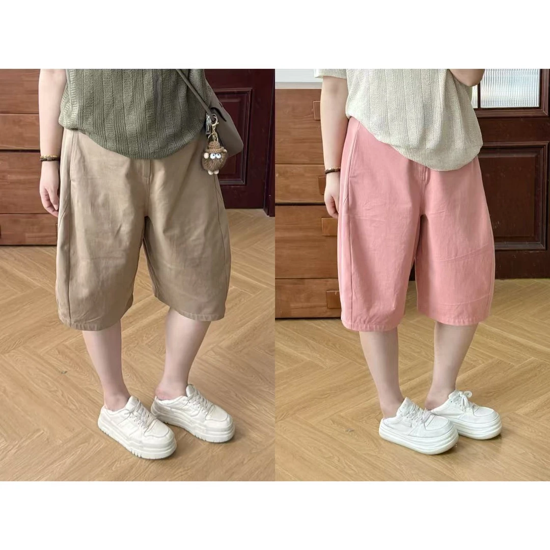 晶咕佳佳【恋爱作曲】纯色夏季直筒中裤显瘦高腰休闲百搭宽松五分