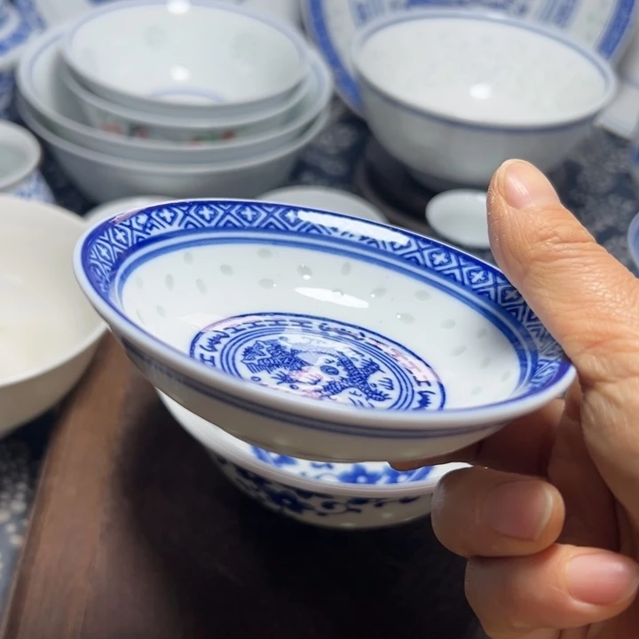 陶青花玲珑小蘸酱碟