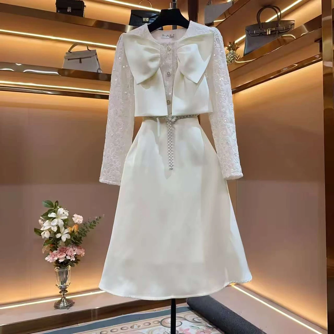 【暖煦织间】[燕]轻奢设计师款优雅气质修身时尚收腰连衣裙-88590