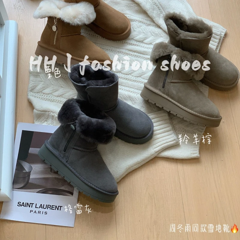 厚底两穿雪地靴女2025年冬款新款加绒加厚保暖桑坡皮毛一体大棉鞋