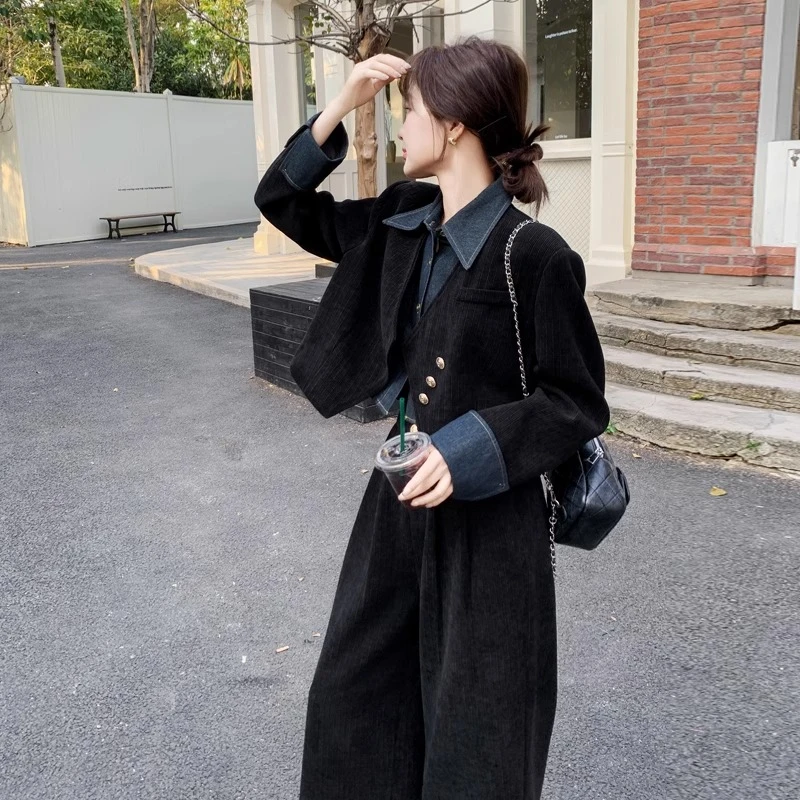 法式复古高级感外套阔腿裤套装女2025春季新款时尚休闲气质两件套