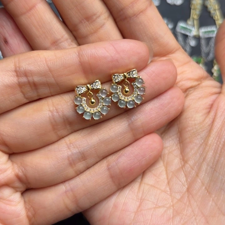 张***）翡翠银S925镶嵌耳饰