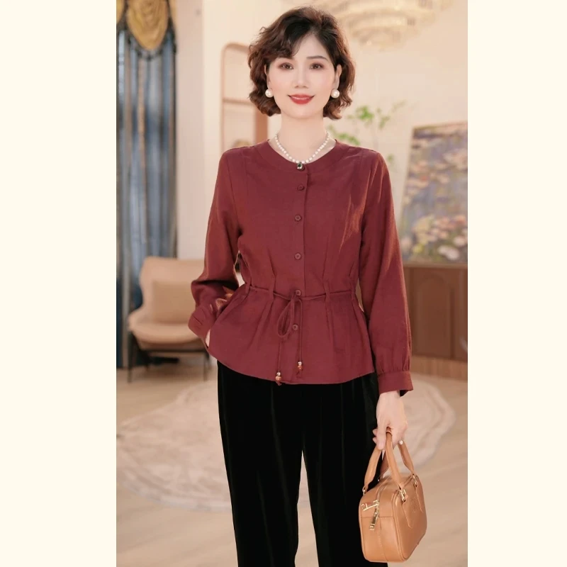 早秋年轻妈妈早秋时尚T恤小衫2025新款洋气中老年女装上衣服套装