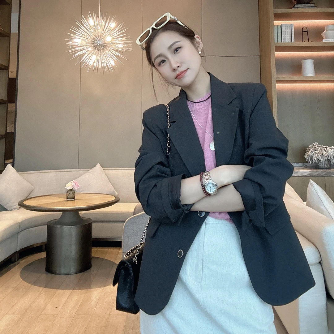 【丽姐女装】廓形灰西装｜干练又大方 春季通勤极简高级感外套W0820