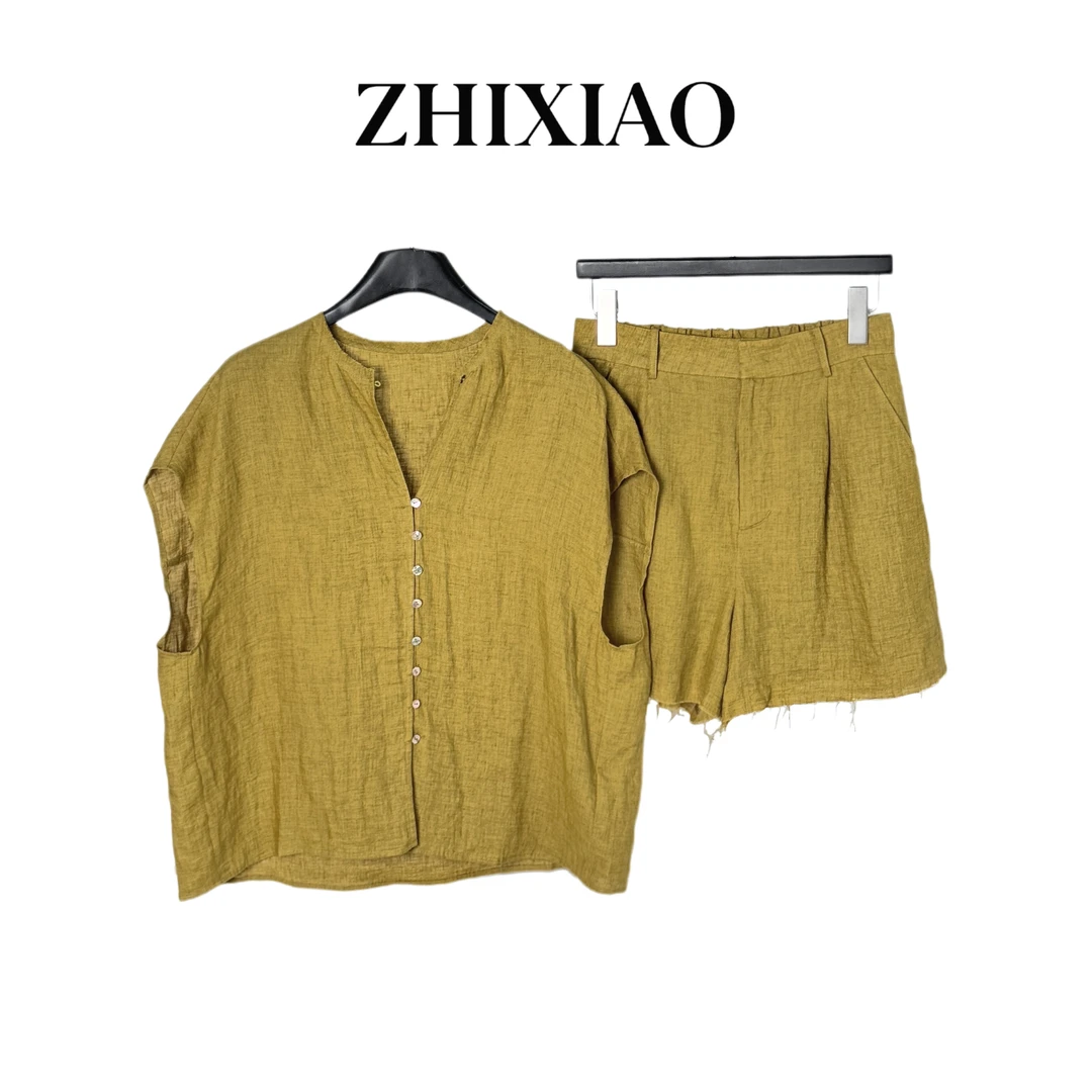 【ZHIXIAO】夏季新款：麻料套装095
