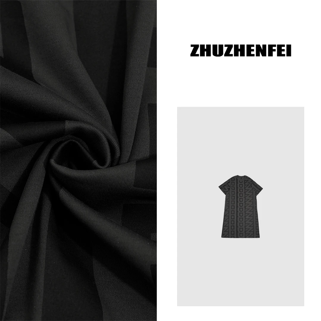 设计师原创新款休闲百搭简约舒适宽松印花时尚短袖连衣裙Z352079